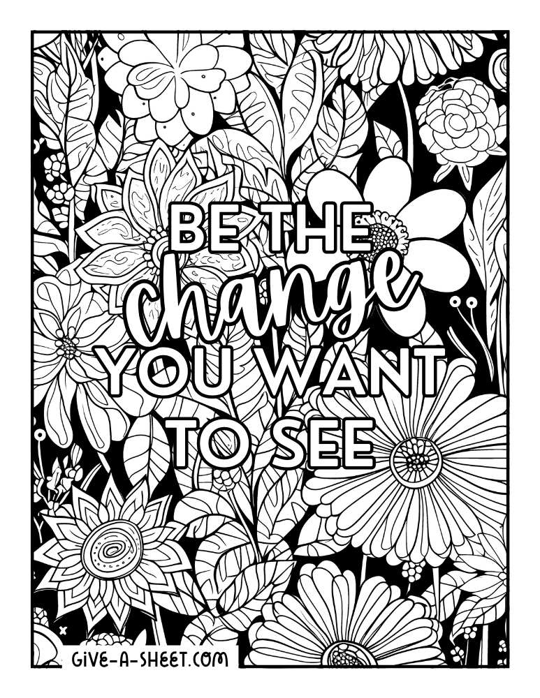 Positive quote printable coloring sheet.