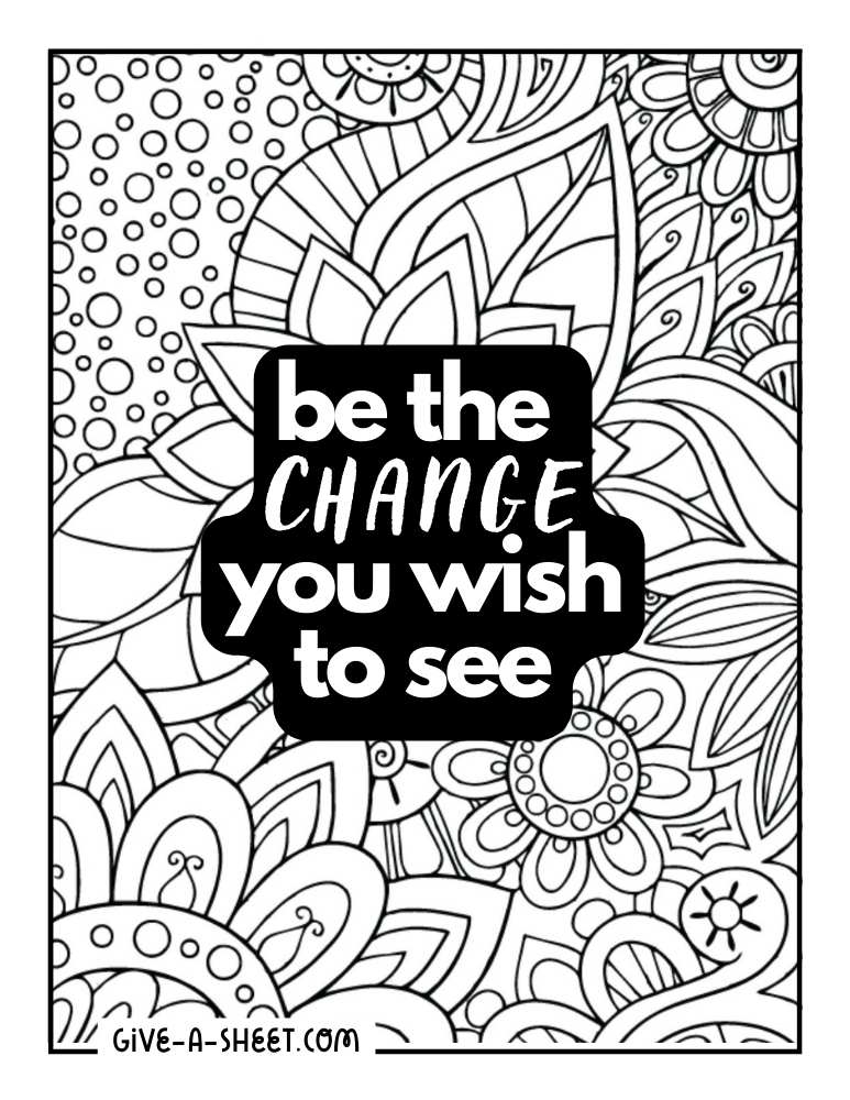 Growth mindset quote coloring sheet.