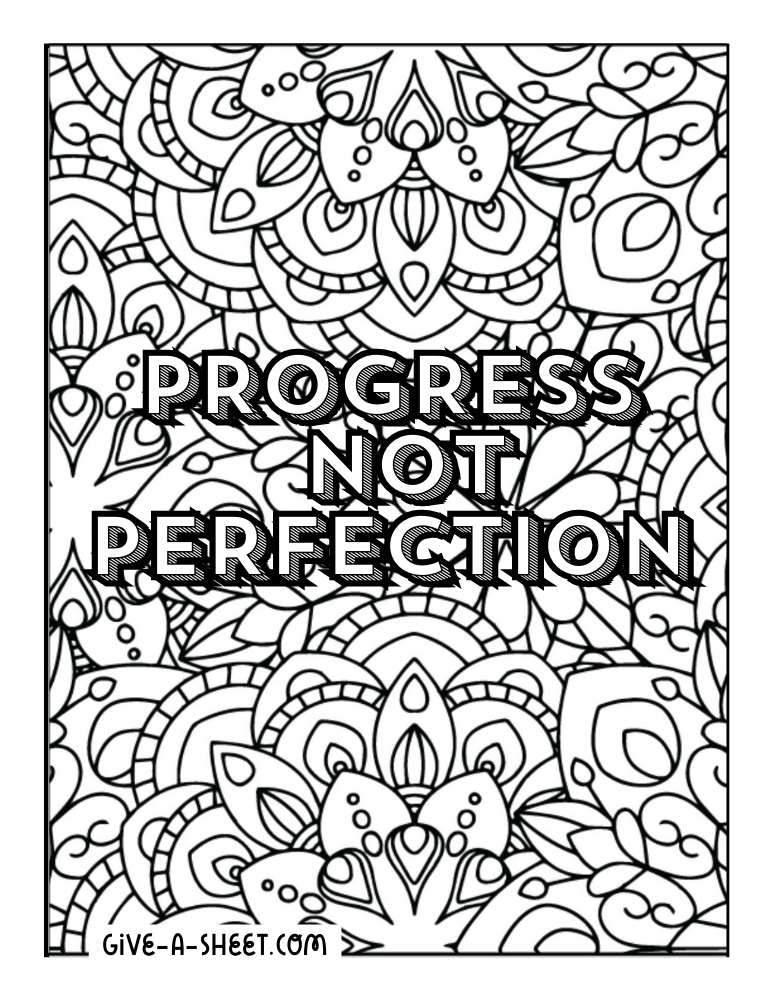 Positive sayings for adults coloring page.