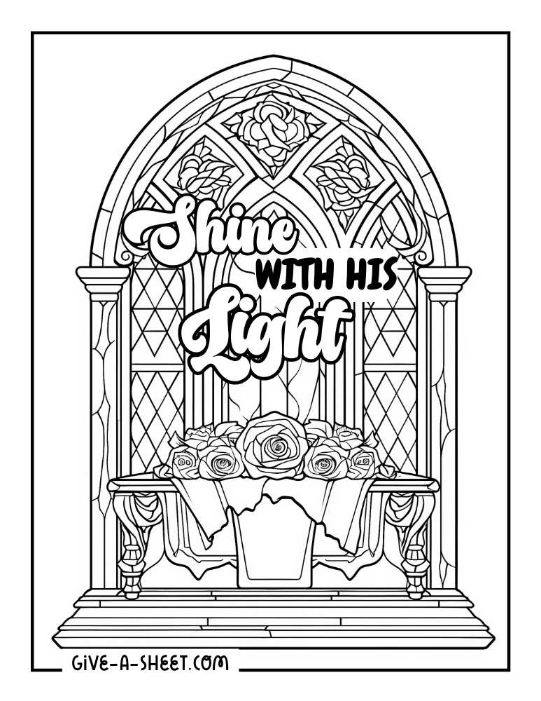 Altar with Christian quote to color in.