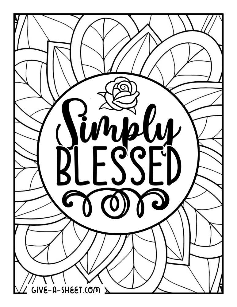 Blessed scripture quote coloring page.