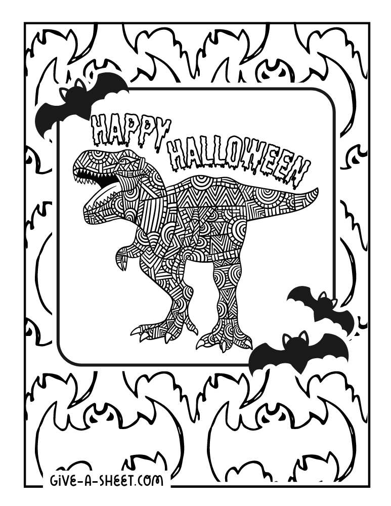Dinosaur zentangle to color for adults.