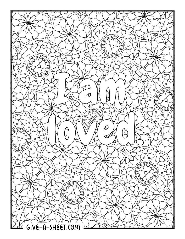 Mix of geometric and flower design coloring page.