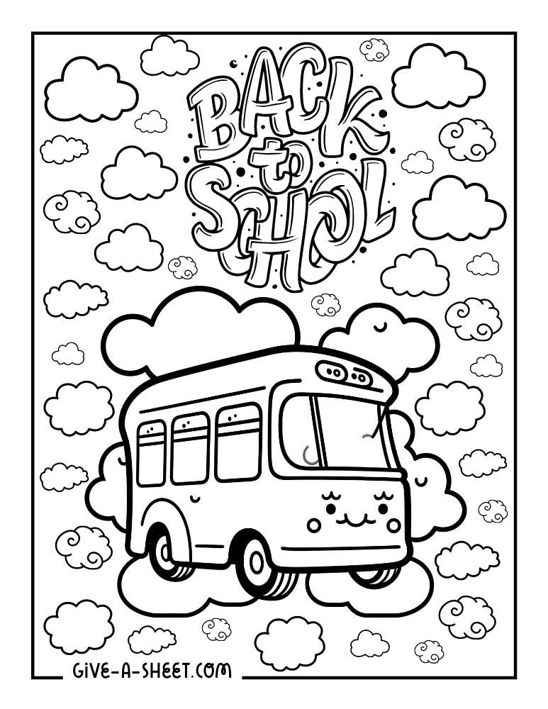 School bus fun coloring page.