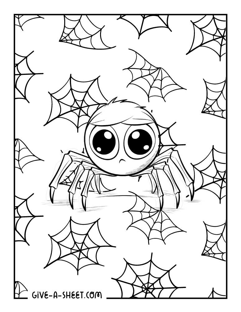Cute spider halloween coloring sheet.