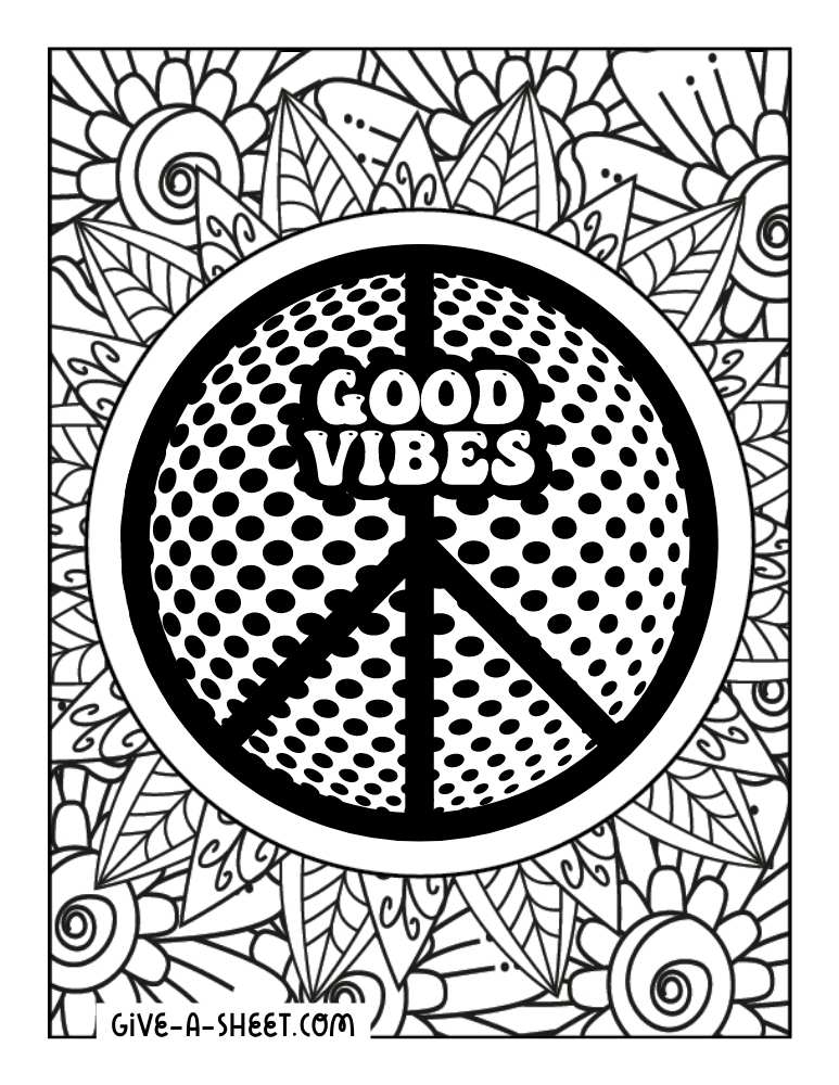 Good vibes art coloring page for adults.