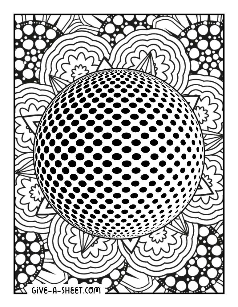 Groovy Mirrorball psychedelic coloring sheet.