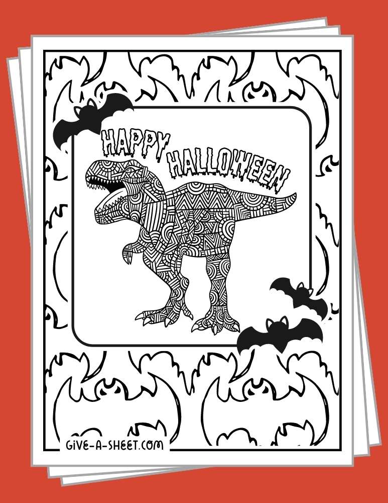 Printable halloween dinosaur coloring pages free download.