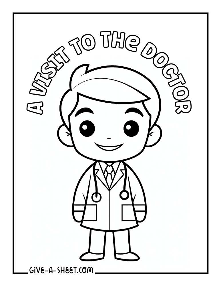 A smiling doctor coloring page.