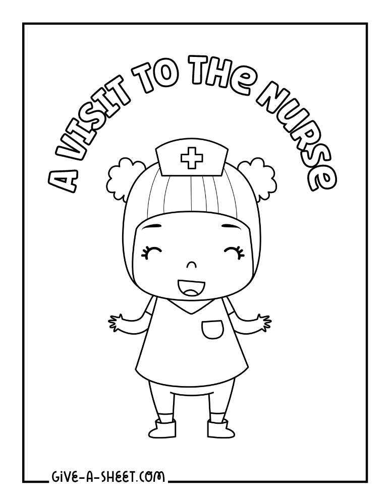 A friendly nurse coloring page.
