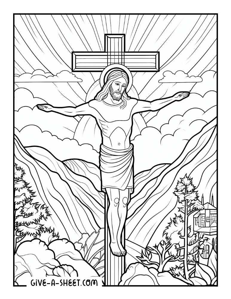 Jesus has risen on Easter Sunday coloring page.