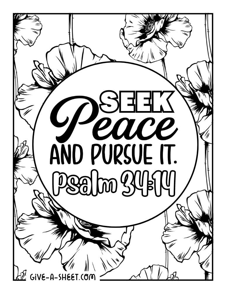 Floral holy verse coloring page.