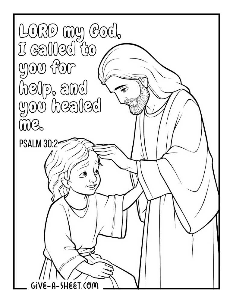 Jesus healing the sick coloring page for kids.
