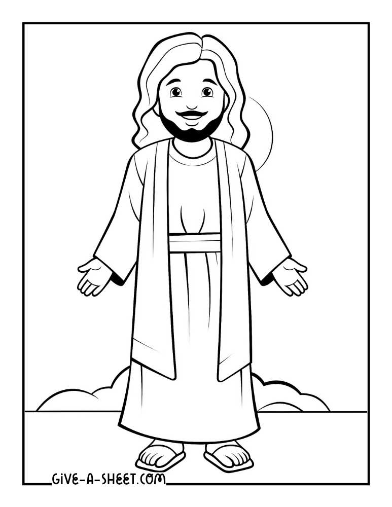 Cartoon Jesus easy to color for kids.