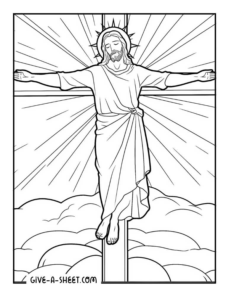 Jesus crucified on a cross to color in.