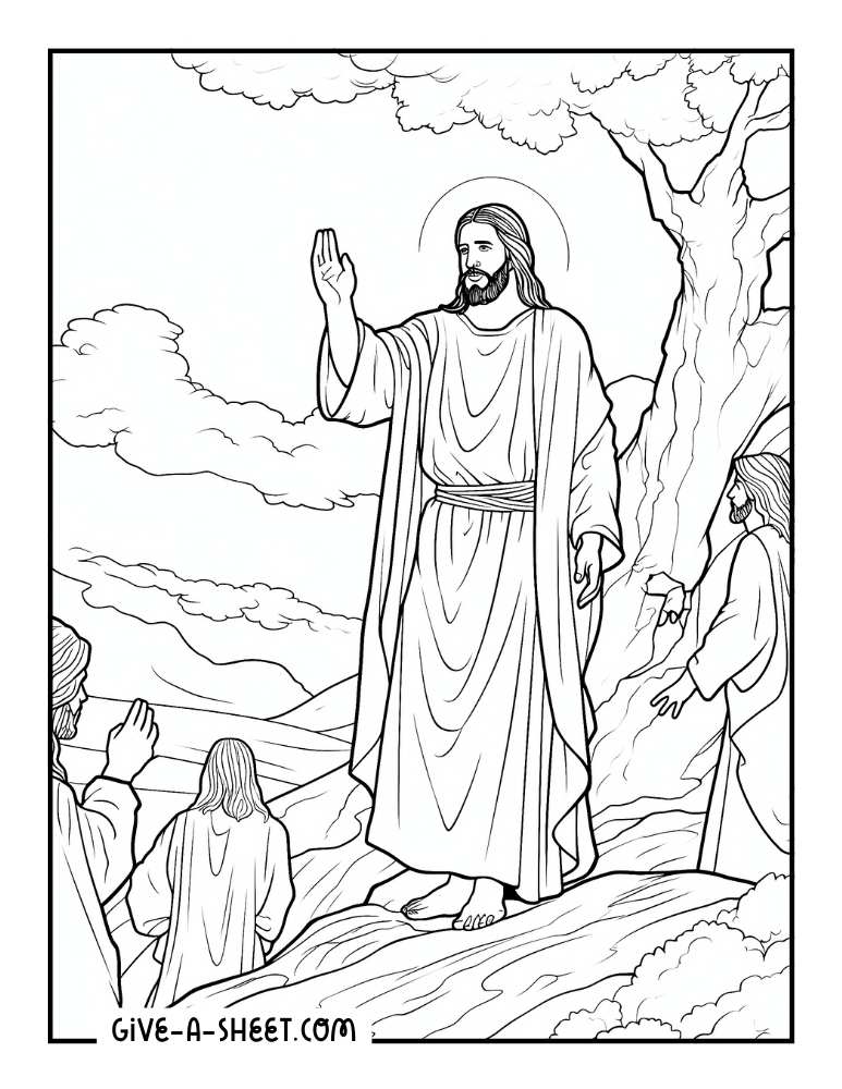 Jesus and his disciples from John 11 verse coloring page.