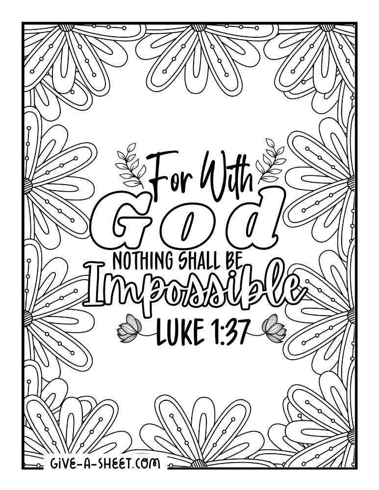 Luke 1:37 bible verse coloring page.