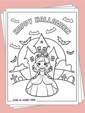 Printable princess halloween coloring pages free download.