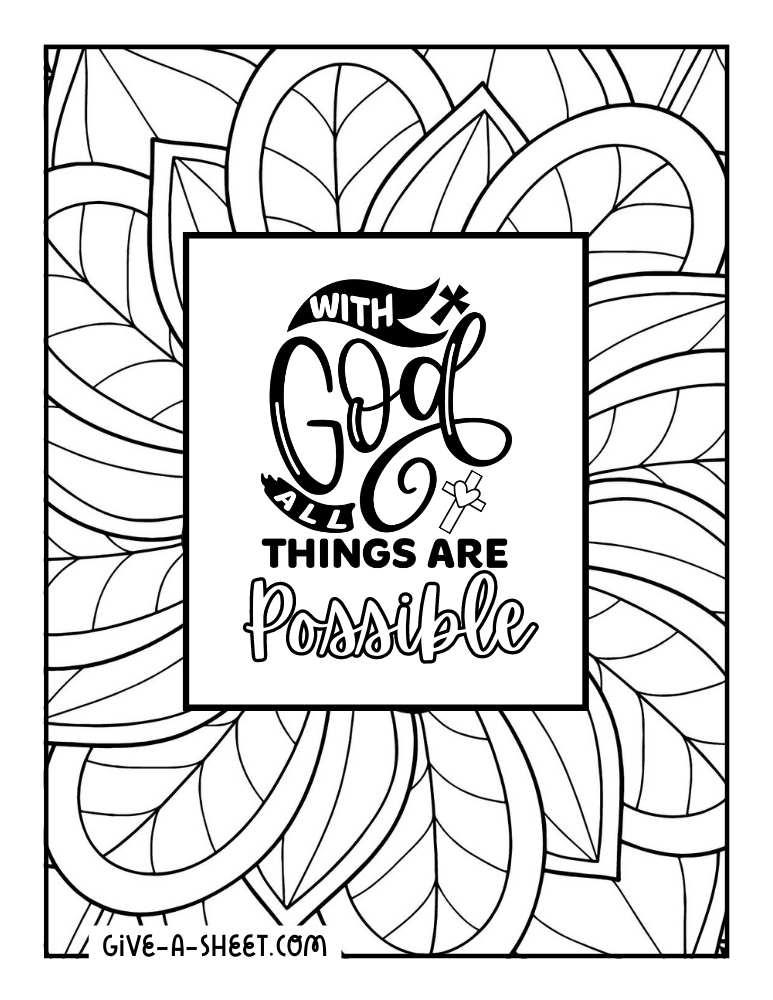 Printable encouragement quote to color in.
