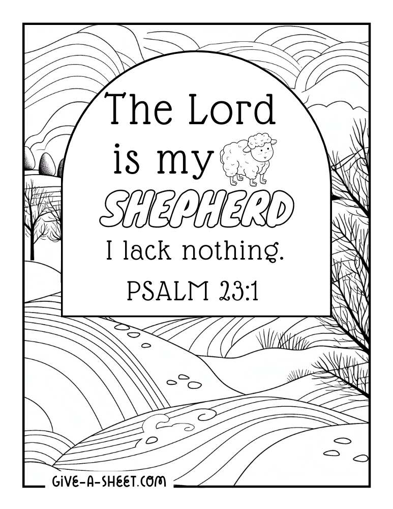 Nature with psalm scripture coloring sheet.