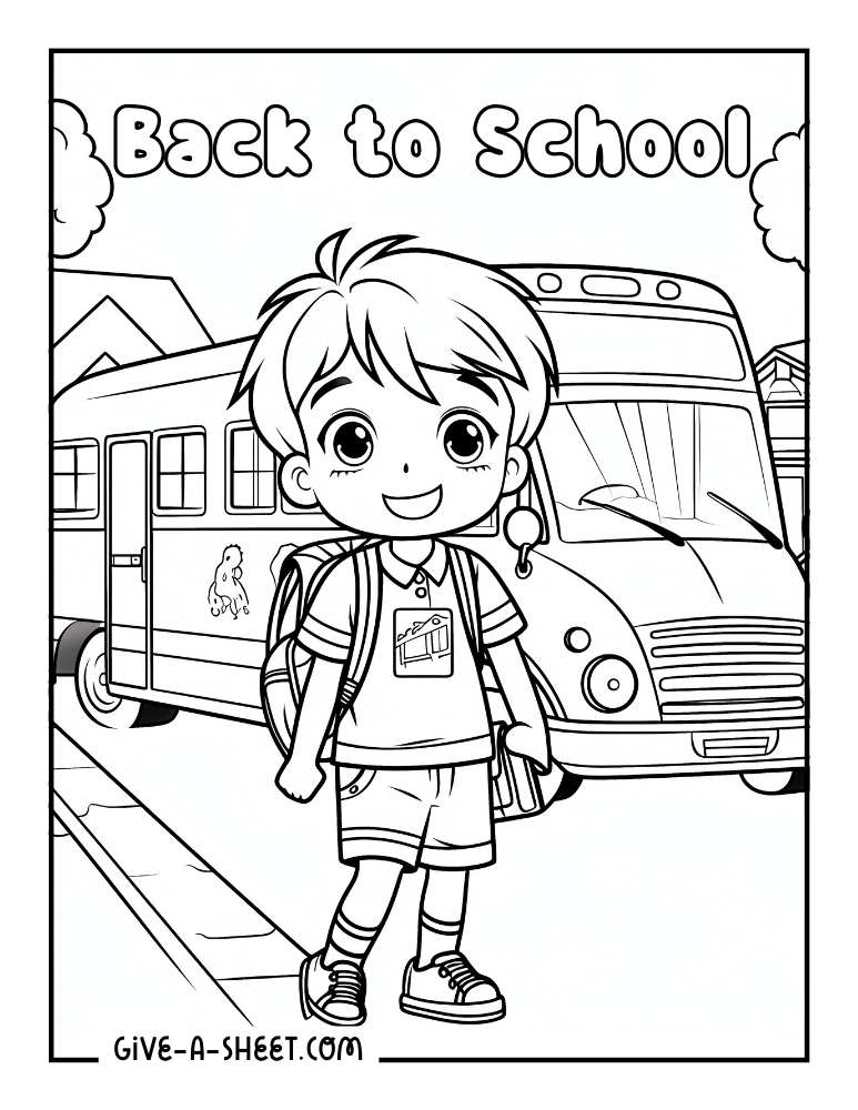 Back to school boy to color for kids.