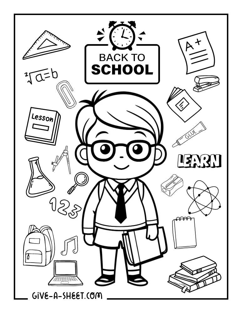 School crafts and activities for kids of all ages coloring sheet.