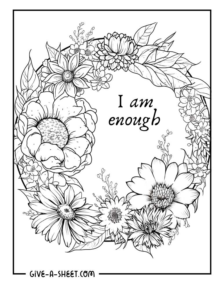 Self affirmation printable coloring page.