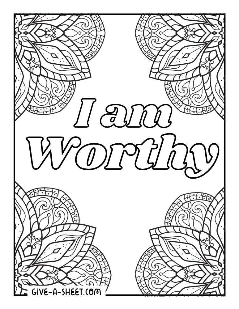 Four mandala flowers frame coloring page.