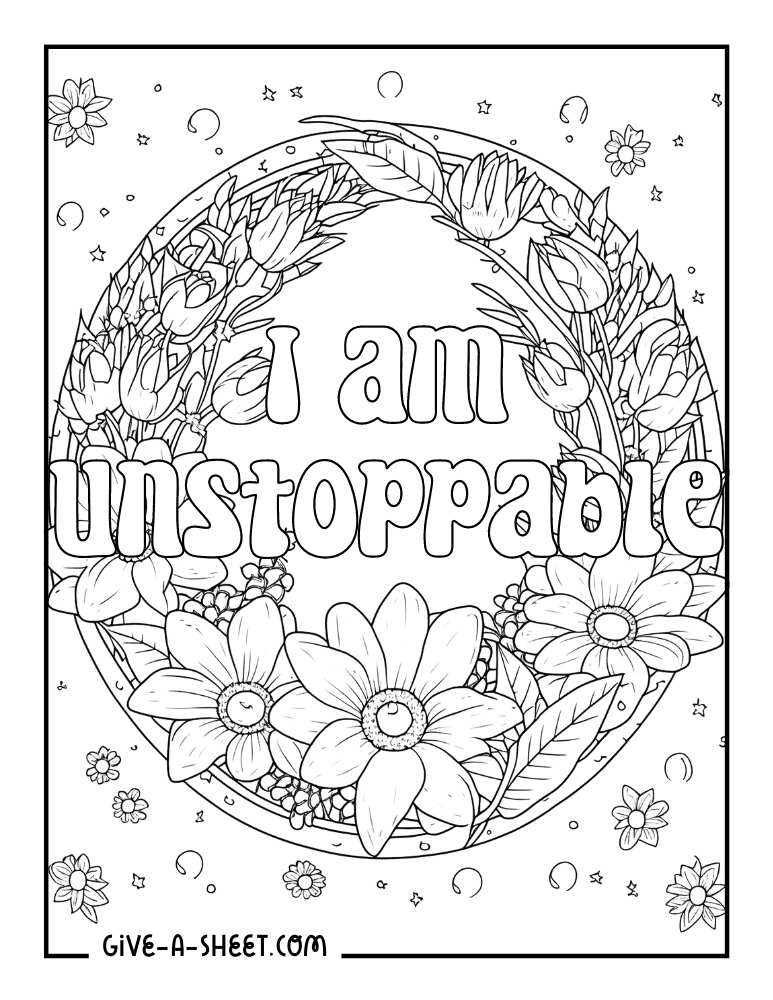 Multiple flowers and a wreath coloring sheet.