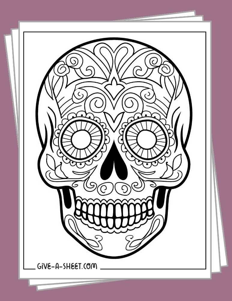 Printable sugar skull coloring pages free download.