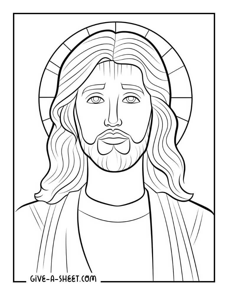 Simple portrait of Jesus to color in.