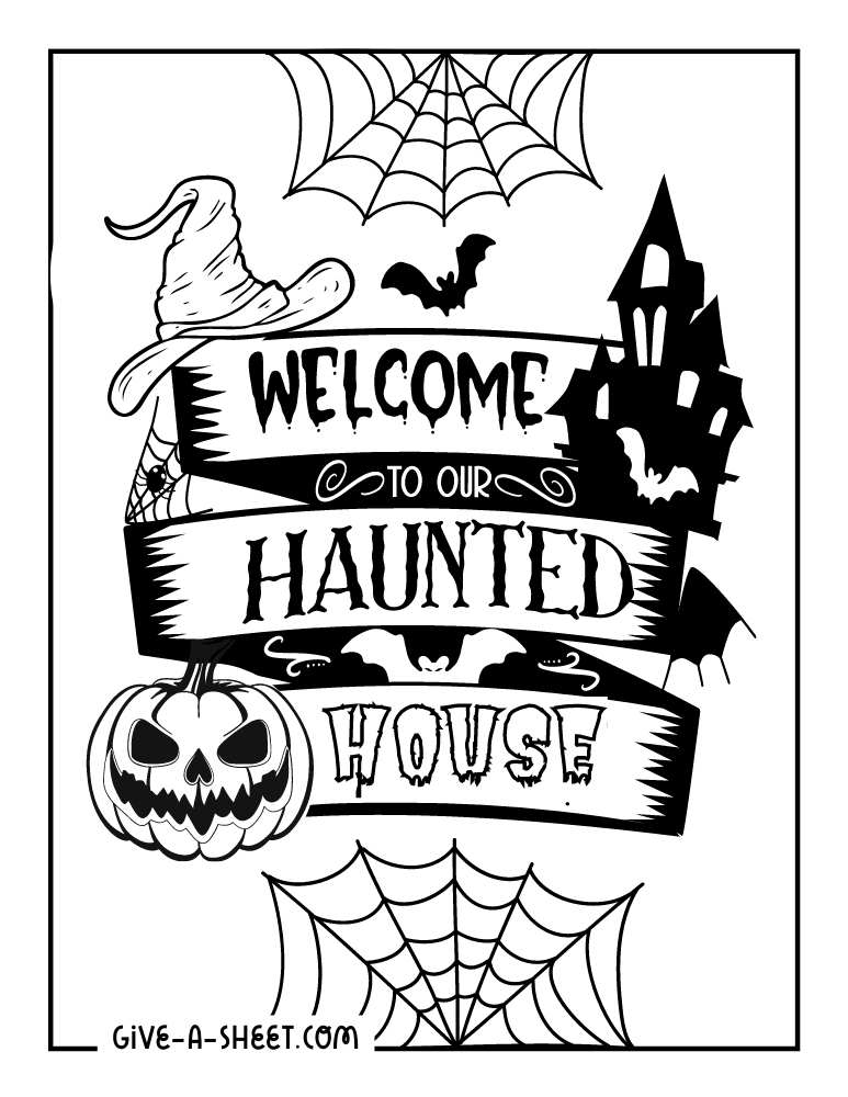 Haunted house halloween coloring sheet.