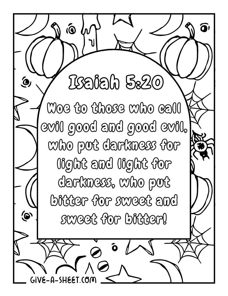 Isaiah Christian quote for halloween coloring page.