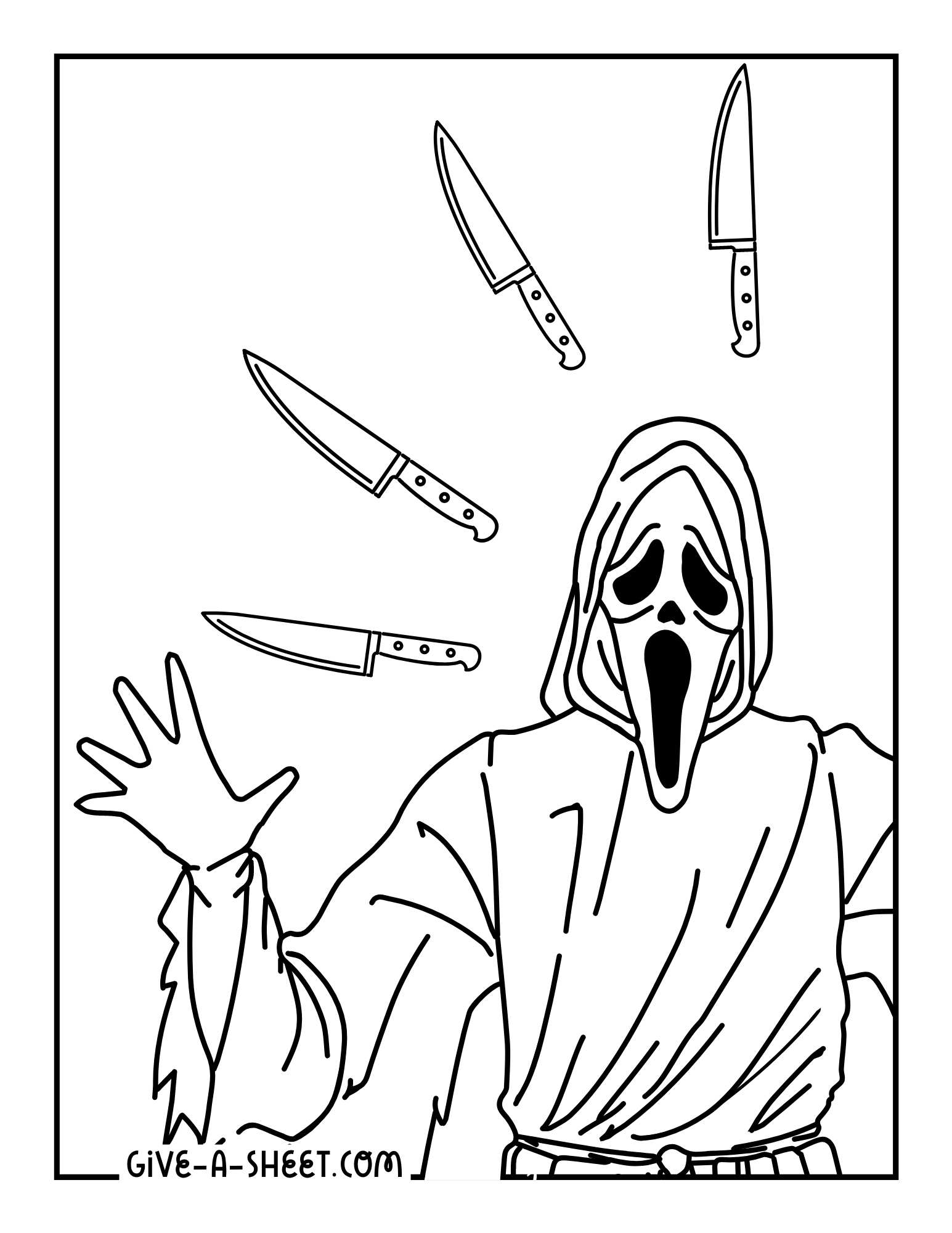 Billy Loomis ghostface scary movies coloring sheet.
