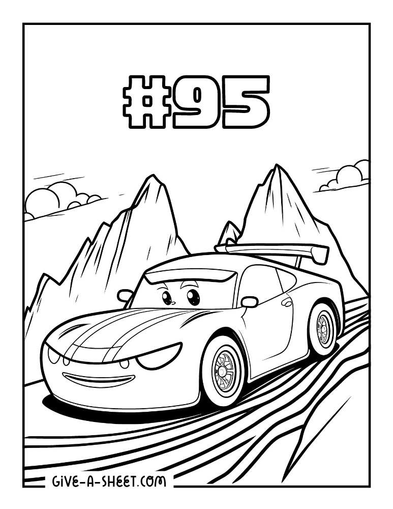 Free Lightning McQueen coloring page for kids.