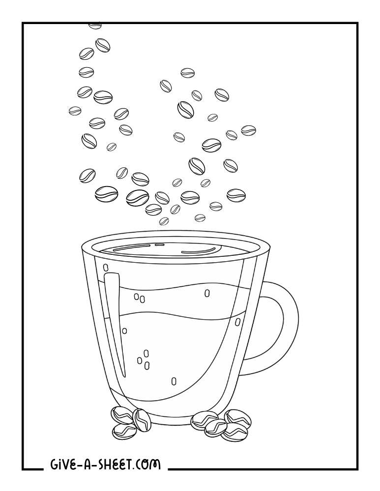 Hot americano Starbucks cup coloring page.