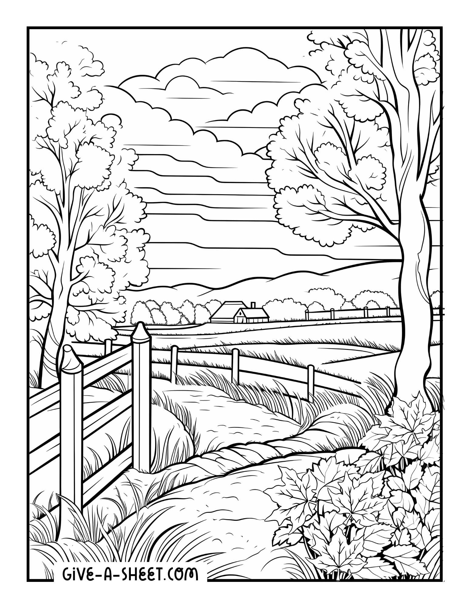 Autumn themes coloring page for kids.