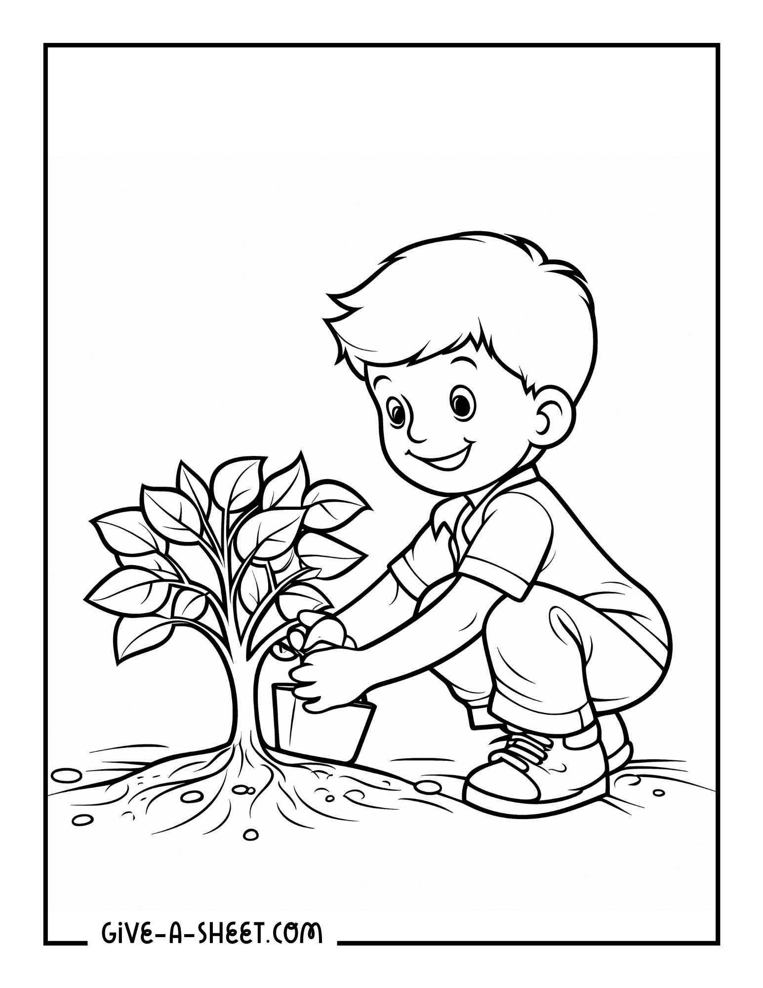 Fall bucket list arborist coloring page for kids.