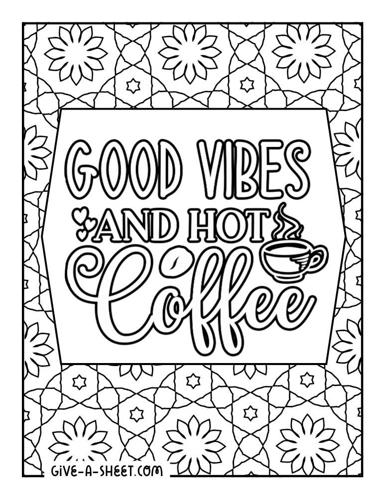 Starbucks hot coffee coloring page for adults.