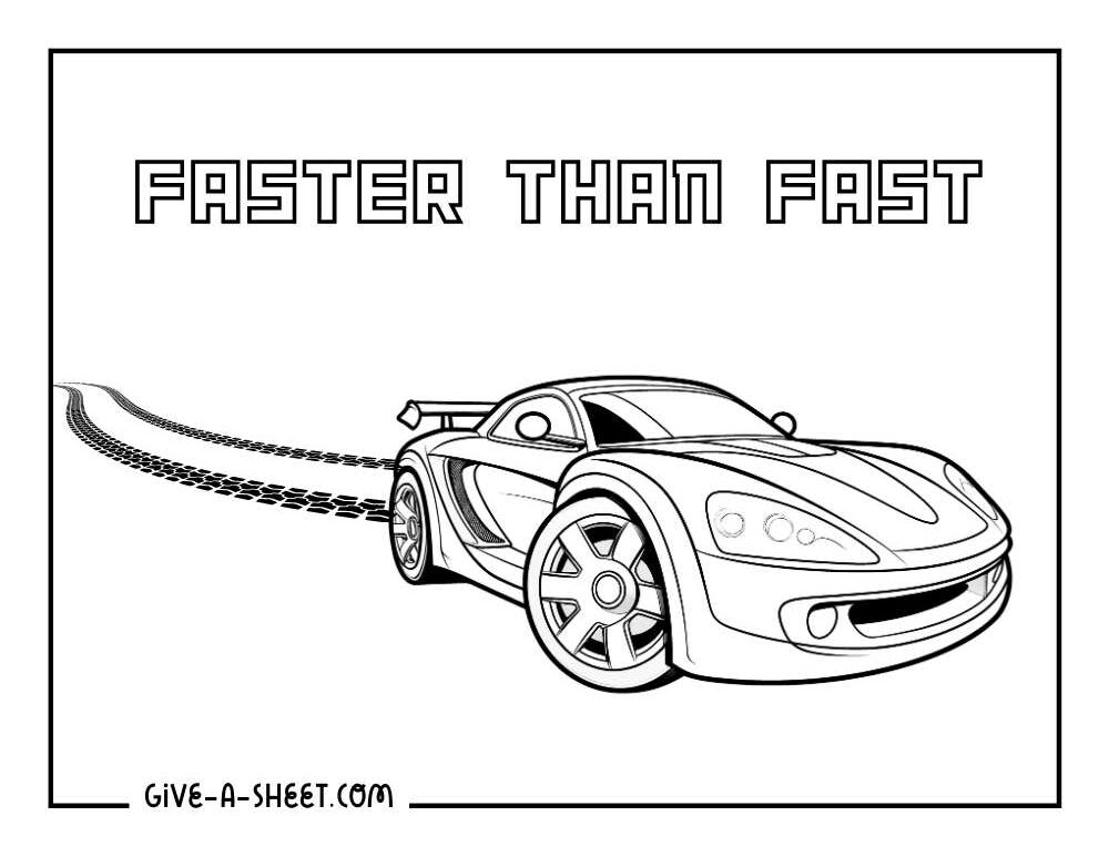 Fast car corvette coloring page,