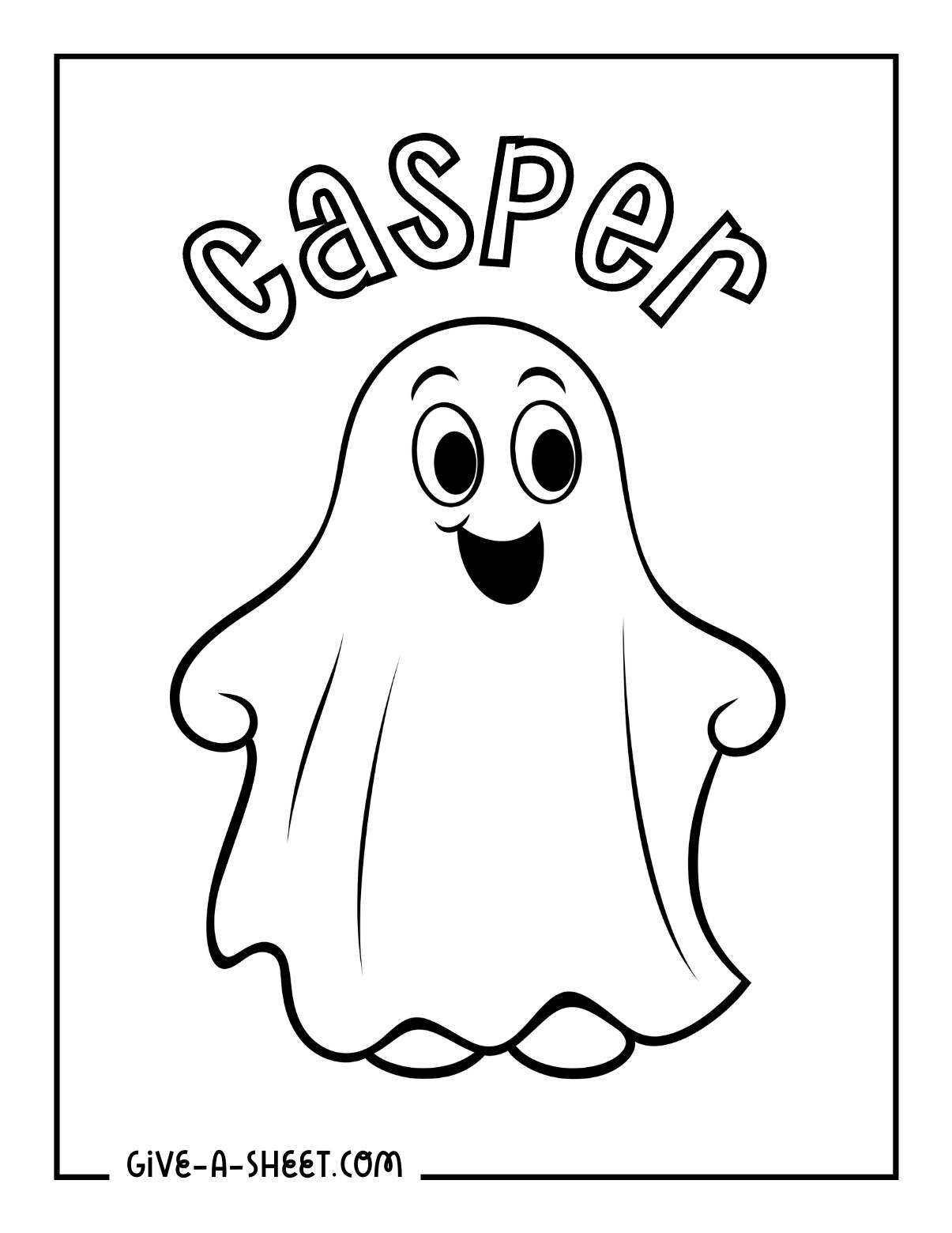 Casper the friendly ghost coloring page for kids.