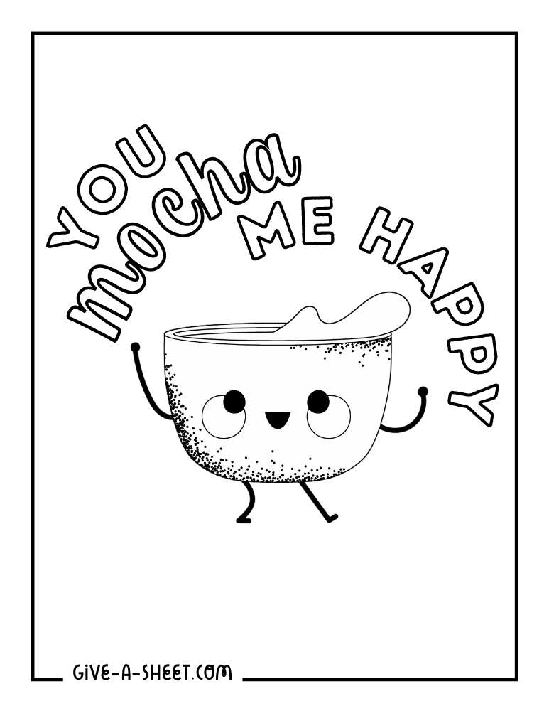 Mocha Starbucks cup coloring page.