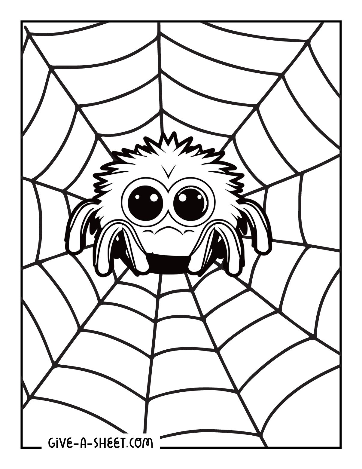 Kawaii tarantula coloring pages for kids of all ages.