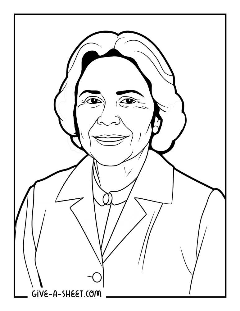 Dolores Huerta American labor leader recognition coloring page.