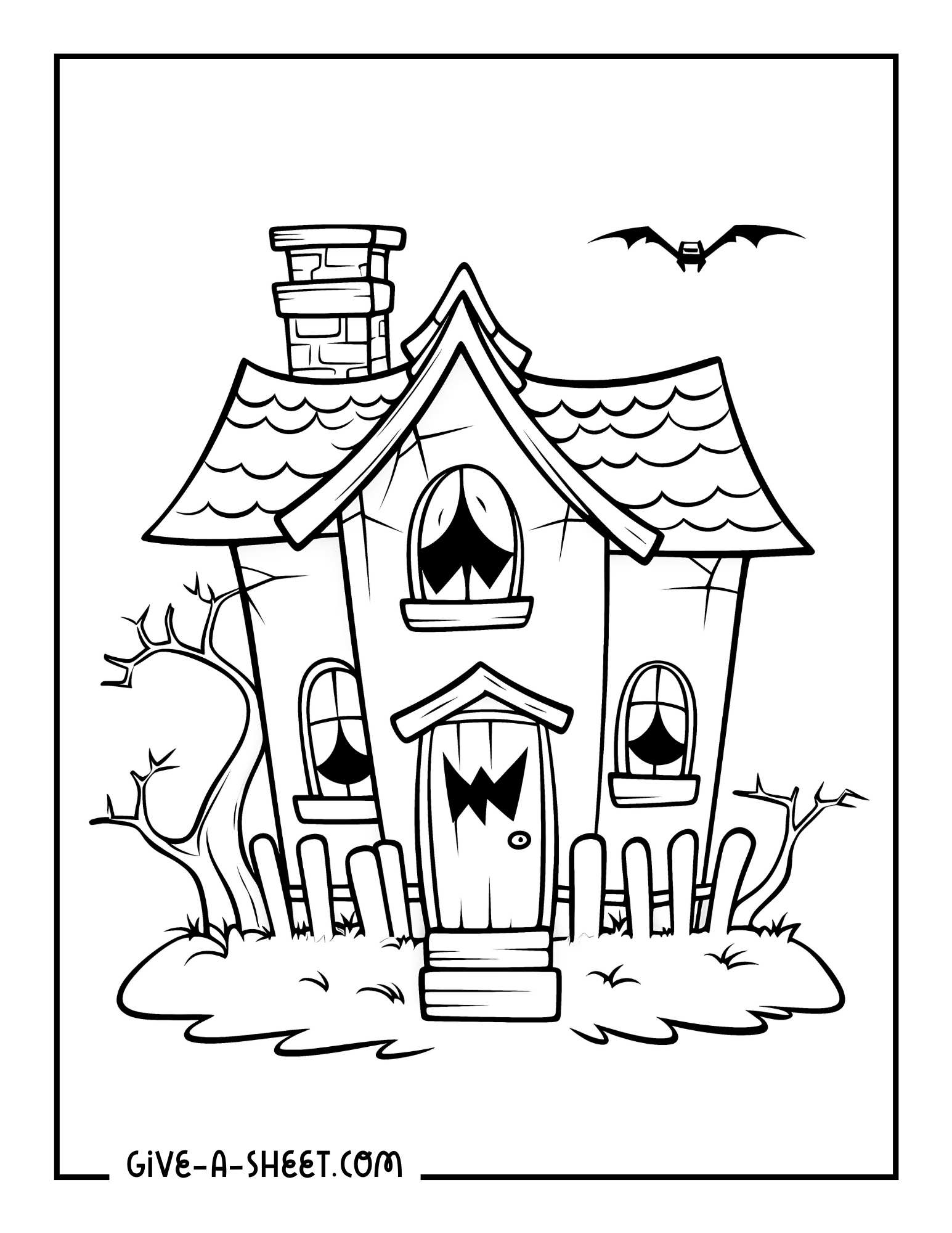 Monster house coloring sheet for kids.