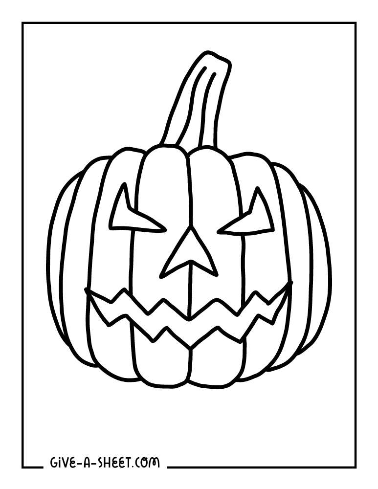 Carved Jack o lantern pumpkin coloring page.