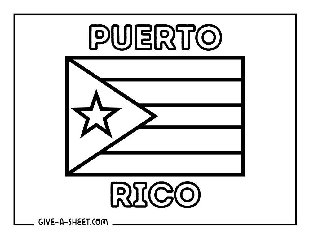 Puerto Rico flag coloring page for kids.