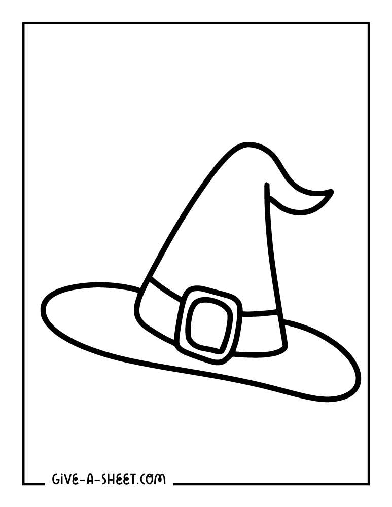 Easy witch hat to color for kids.