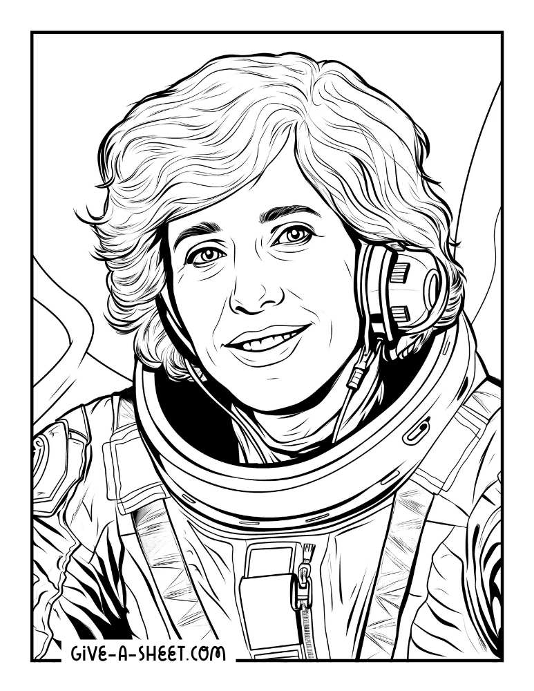 Ellen Ochoa hispanic woman astronaut coloring page.