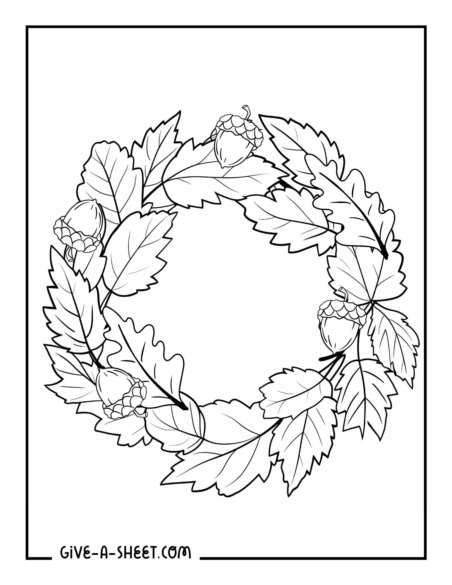 Fall decoration leaves coloring page.